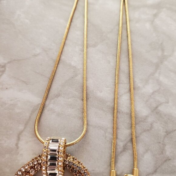 ✨ J.Crew snake Chain Rhinesontes Crystals Hoops Pendant Statement Necklace ✨ - Picture 4 of 12
